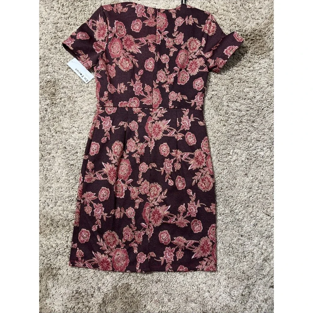 Enfocus Studio Womens Sheath Dress Black Burgundy Floral Size 8 NWT Free‎ Ship - Picture 8 of 8
